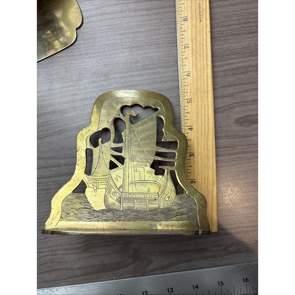VTG Bronze Ship Bookends Nautical Decor Sailing-Chinh-Dragon - Picture 11 of 13